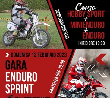 Sabato 11 febbraio e domenica 12 febbraio 2023 – Corso Hobby Sport e Gara Enduro Sprint