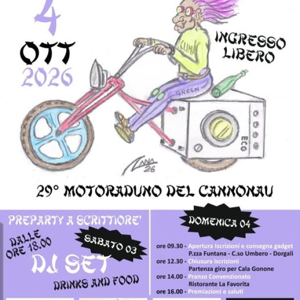 29° Motoraduno del Cannonau – 04 ottobre 2026 Cala Gonone Dorgali