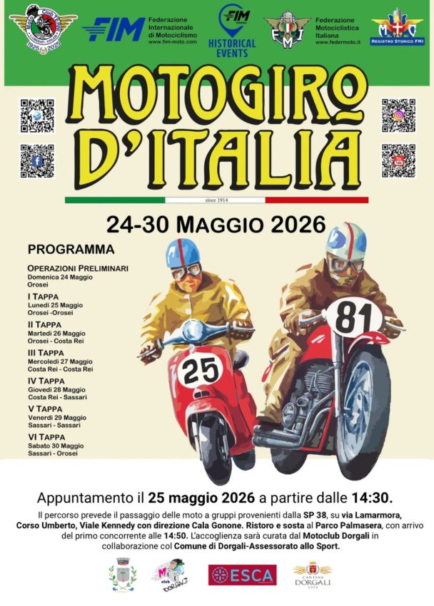 Il Motogiro d’Italia 2026 passa da Dorgali e Cala Gonone